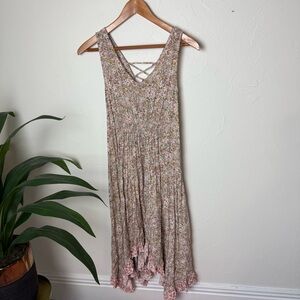 GiGiO Floral Midi Dress with Lace-Up Back – Size Small